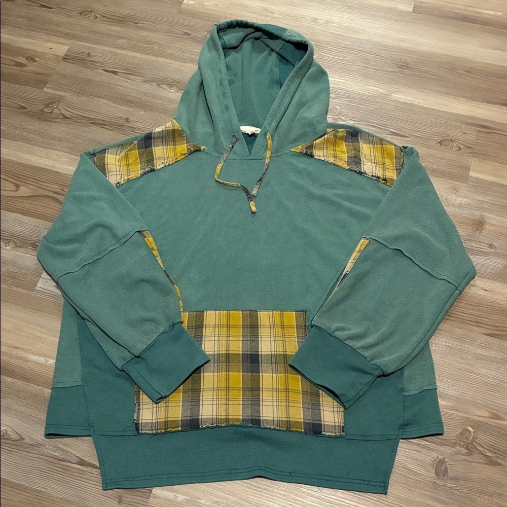 POL oversized Bandana print Hoodie Patchwork Kangaroo pocket Size M Cozy Relaxed - Picture 6 of 9